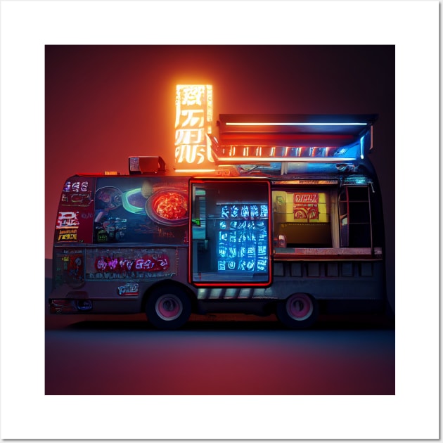 Cyberpunk Tokyo Ramen Food Truck Wall Art by Grassroots Green
